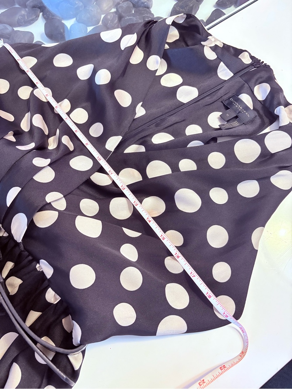 Donna Karan Black and Cream Polka Dot Halter Midi Dress - Picture 11 of 13